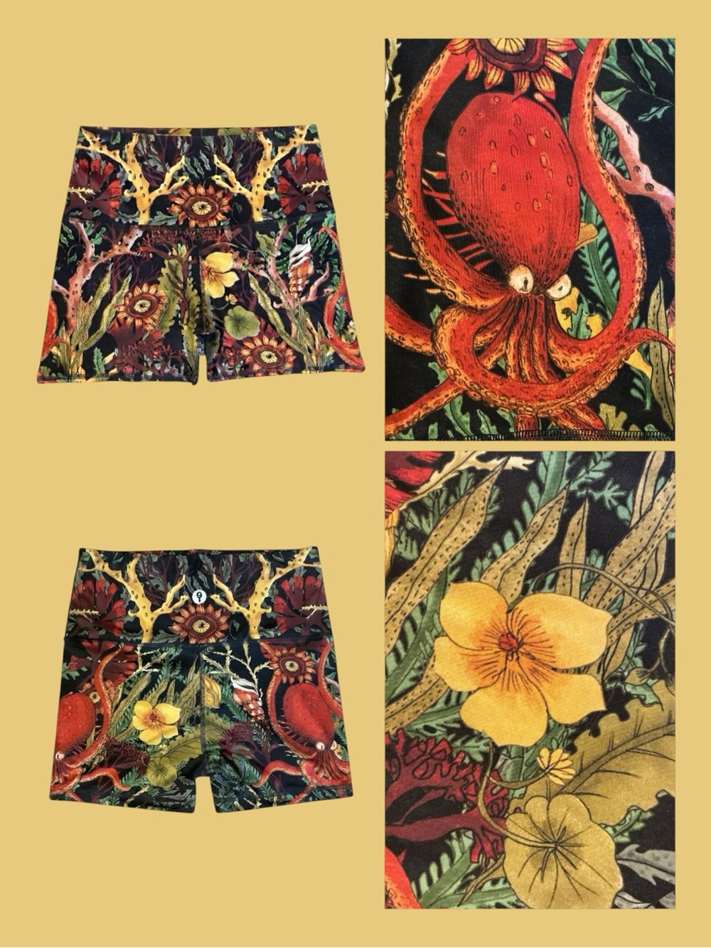 Yoga Democracy Whimsigoth Sea Life Festival Activewear Sustainable Yoga Shorts L